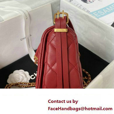 Chanel Lambskin  &  Gold-Tone Metal Mini Flap Bag AS4340 Burgundy 2023